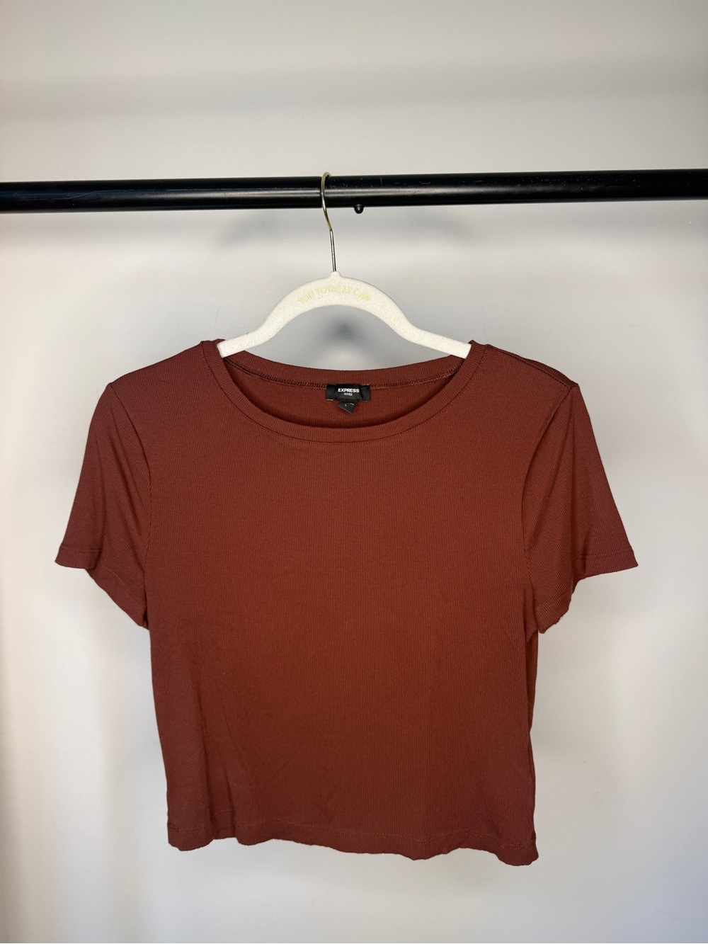 Express Short Sleeve Crewneck Tee in Maroon Brown